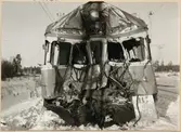 Statens Järnvägar, SJ YCo6 834 skador efter kollision med Nordpilen 1955.