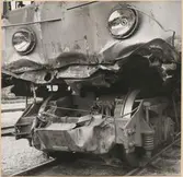 Statens Järnvägar, SJ Bk 748 skador efter kollision i Södertälje 1958.