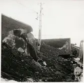 Godsvagnar med malm har vält efter olycka i Nattavaara september 1953.