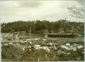 Slind. Statens Järnvägar, SJ. Brobygget över Skellefte älv i juli 1910.