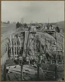 Dubbelspårsbyggnaden mellan Alingsås - Olskroken. Vägport vid Hede. Betonggjutning för nya vägporten.