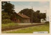 Lockarp station 1971. Malmö - Kontinentens Järnväg, MkontJ. Stationen öppnades 1898 och lades ner 1967. Banan elektrifierades 1933.