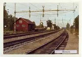 Stationshuset är nu rivet.Station övertagen av SJ 1894. 
En- och enhalvvånings stationshus i trä.
S&NJ, Sverige & Norge Järnväg