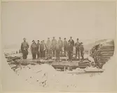 SJs banbyggnad av Linjen Torpshammar- Riksgränsen. (Storlien)  Timmermanslag, vid orten Enafors, år 1875.