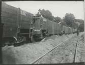 Dubbelspårsbanbyggnad Göteborg - Alingsås, mellan år 1911 - 16. SJ-Godsvagn 458.
Denna sträcka består av 2 bandelar (Göteborg - Lerum nr 347 och Lerum - Alingsås nr 346.)