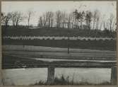 Dubbelspårsbanbyggnad Göteborg - Alingsås. Stödmurar vid herrgården i Jonsered, år 1916.