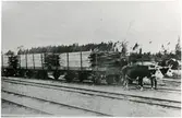 Oxdragna virkesvagnar vid Ryds sågverk, Byholma.