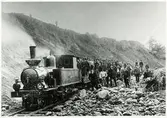 Västergötland Göteborgs Järnväg, VGJ lok 1. På linjen mellan Göteborg och Skara vid arbetet med Västergötland - Göteborgs Järnväg.