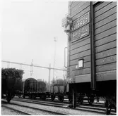 Bangårdsområde, godsvagn,  Statens Järnvägar, SJ Gsh 18667. Godsvagnen med slutsignallykta, äldre placerinen.