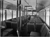 Interiör från buss 102. Stockholm-Roslagens Järnväg, SRJ.