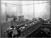 Interiör från verkstaden i Enebyberg. Stockholms Läns Omnibuss AB, SLO (Stockholm-Roslagens Järnväg, SRJ).