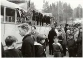 Statens Järnvägar, SJ buss 2496 efter trafikolycka i Solna 1957.