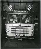 Statens Järnvägar, SJ buss med destination Barcelona.