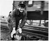 Ulla-Britt Ekblom vid en växel.