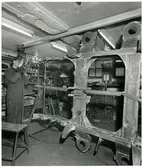 Rälsbusstillverkning hos Hilding Carlsson Mekaniska Verkstad i Umeå.