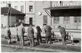 Spårbaxning utanför Eskilstuna central stationshus.