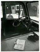 Förarhytt i Trafikaktiebolaget Grängesberg–Oxelösunds Järnvägar, TGOJ lastbil.