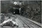 Bohusbanan, banarbete vid Skårtunnelns norra infart på linjen mellan Stenungsund och Ljungskile.