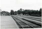 Bangården på Fristad station, i riktning mot Borås.