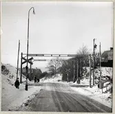 Järnvägsövergång vid Johan Banérsgatan i Helsingborg på linjen mellan färjestationen och Ödåkra.