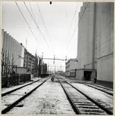 Järnvägsövergång vid Bäckabrogatan i Helsingborg på linjen mellan färjestationen och Ödåkra.