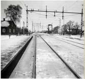 Järnvägsövergång vid Västra delen av bangården vid Kvidinge station, på sträckan mellan Klippan och Kärreberga.