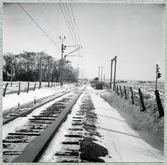 Järnvägsövergång vid hyllingevägen i Bosarp. På linjen Nyvång-Hasslarp.