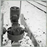 Järnvägsbom vid järnvägsövergång vid Hjortstigen i Ljungby, på sträckan mellan Lagan och Kärreberga.