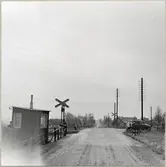 Järnvägsövergång med vaktkur vid Klemedstorp på linjen mellan Skarhult och Hurva.