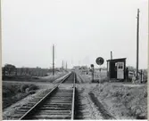 Järnvägsövergång med vaktkur vid Orås på linjen mellan Askeröd och Bjärsjölagård.