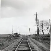 Järnvägsövergång med vaktkur vid Heingetorp på linjen mellan Klasaröd-Lövestad.