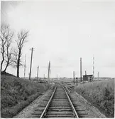 Järnvägsövergång med vaktkur vid Heingetorp på linjen mellan Klasaröd-Lövestad.