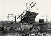 Klaffbron över Göta Kanal vid Töreboda. Premiär höjning. Bilden tagen västerifrån mars 1950