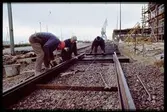 Spårarbete vid hamn.