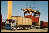 Lastning/lossning av container med containerkan.