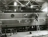 Trafikaktiebolaget Grängesberg - Oxelösunds Järnvägar, TGOJ Ma 407 vid revision på verkstaden i Eskilstuna.