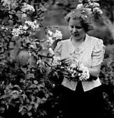 EN KVINNA VID ETT BLOMMANDE TRÄD