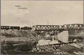 Tåg på väg över bron vid Insjön.