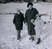 Vommedal Kyrkvägen från Streteredsvägen efter 
Hagabäcken c:a 1960.
Fr.v. Annika Bjerrhede f. 1948. 
Moster Linnéa Dahlberg Fernlund f. 1910 d. 1983.
Staffan Bjerrhede f. 1953.
I bakgrunden t.v. Wedrups hus, vita huset är Streteredsvägen 15.