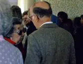 Stretered personalmatsalen 1988-04-13.
Skolhemspersonal - återträff.
I mitten med glasögon Britta Adolfsson.