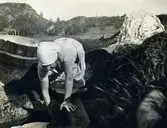 Tvättsköljning i bäcken, nuvarande Vommedalsvägen. Vommedal Västergård 3:3 