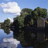 Ågårdar på Storgatan, Arbogaåns södra sida. Längst bort i bild syns Arboga Elektricitetsverk.