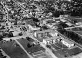 Flygfoto över Skillingaryd i Vaggeryds Kommun, Jönköpings län. Nr: 345/1957