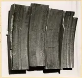 Bromsblock borttagna den 26/10 -1958 efter axelbrott från motorvagn Trafikaktiebolaget Grängesberg - Oxelösunds Järnväg, TGOJ Yoa 104-3, vagn 207, främre boggien.