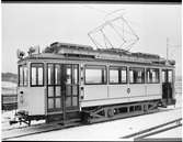 Aktiebolaget Stockholms Spårvägar, SS A1 4, linje 3, som gick mellan Vanadisplan och Djurgården. Fotograferad vid Hagalund järnvägsstation.