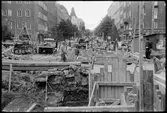 Pågående tunnelbanebygge på Eriksgatan vid Sankt Eriksplan i Stockholm, 1946.