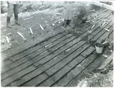 Arbetsbild från utgrävningen av båtfyndet i Gamla hamnen i Västerås, 1935.
