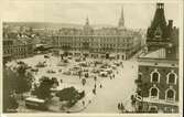 Vykort med motiv över Stora torget i Sundsvall.