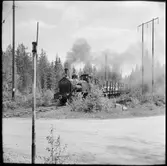 Ånglok Marma-Långrör AB, Vallvik i trafik, lokförare i hytten.