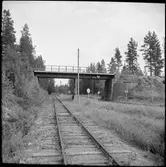 Järnvägsviadukt över spår.